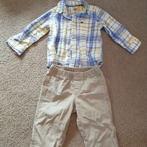 Carter's Blue and Yellow Plaid Button Down Shirt